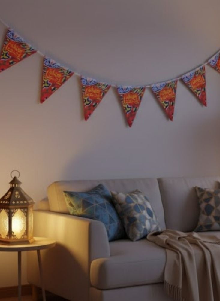 بريميم لافتة زينة مثلثة ملونة "رمضان مبارك" بطول ۱۰ أمتار لتزيين الحفلات والمنازل - Image 2